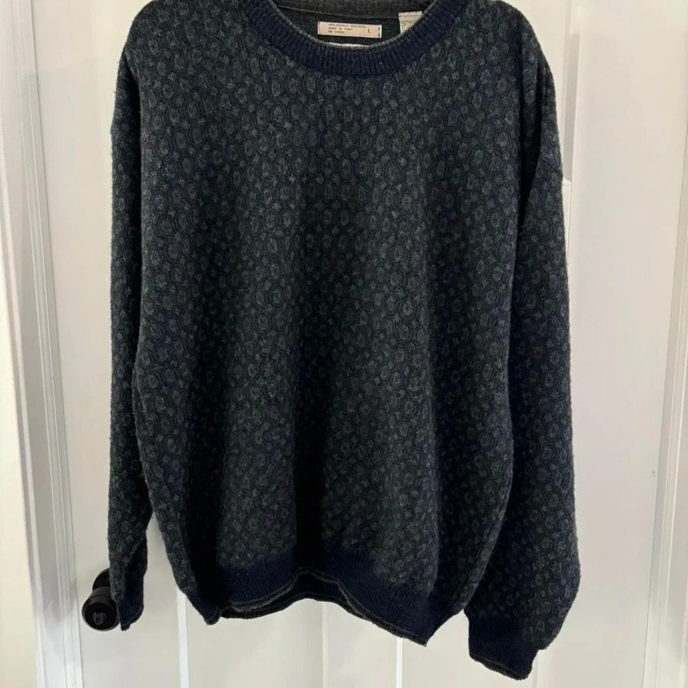 Vintage City Casuals by Haggar‎ Knit Sweater gray blue Wool Blend Large Italy